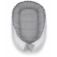Oboustranné hnízdečko (kokon) pro miminko - BABY set 6v1 - Bílé a šedé hvězdičky s šedou minky