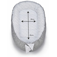 Oboustranné hnízdečko (kokon) pro miminko - BABY set 6v1 - Bílé a šedé hvězdičky s šedou minky