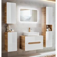 Sestava koupelnového nábytku BÁRA 80 cm s vysokou skříňkou vč. keramického umyvadla na desku