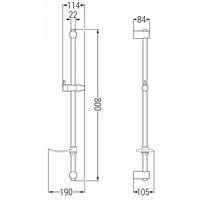 Sprchová kovová tyč s držákem na ruční sprchu a mýdlo MEXEN DF - 80 cm - grafitová, 79382-66