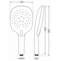 Ruční sprchová hlavice MEXEN R-22 - 3 funkce - 250x125 mm - černá, 79522-70