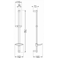 Sprchová kovová tyč s držákem na ruční sprchu a mýdlo MEXEN DB - 75 cm - chromová, 79384-00