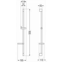 Sprchová kovová tyč s držákem na ruční sprchu a mýdlo MEXEN DS - 90 cm - černá matná, 79383-70