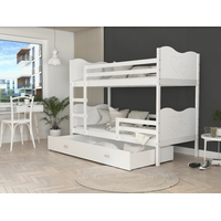 Dětská patrová postel se šuplíkem MAX R - 160x80 cm - bílá - srdíčka