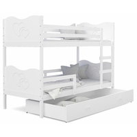 Dětská patrová postel se šuplíkem MAX R - 190x80 cm - bílá - srdíčka