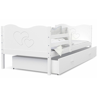 Dětská postel se šuplíkem MAX S - 190x80 cm - bílá - srdíčka