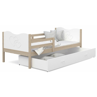 Dětská postel se šuplíkem MAX S - 190x80 cm - bílá/borovice - srdíčka