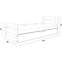 Dětská postel ERNIE s úložným prostorem 200x90 cm - přírodní borovice