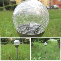 Zahradní LED solární lampa do země BALL 35x6 cm - stříbrná