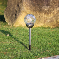 Zahradní LED solární lampa do země BALL 35x6 cm - stříbrná