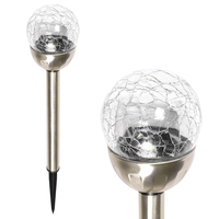 Zahradní LED solární lampa do země BALL 35x6 cm - stříbrná