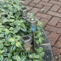 Zahradní LED solární lampa do země MOZAIK 39x7,5 cm - fialová