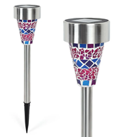 Zahradní LED solární lampa do země MOZAIK 39x7,5 cm - fialová