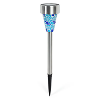Zahradní LED solární lampa do země MOZAIK 39x7,5 cm - modrá
