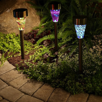 Zahradní LED solární lampa do země MOZAIK 39x7,5 cm - modrá
