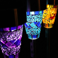 Zahradní LED solární lampa do země MOZAIK 39x7,5 cm - modrá