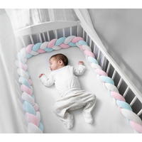 Chránič na dětskou postel pletený do copu RICO 300 cm - modro-růžový