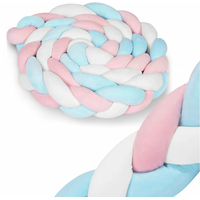 Chránič na dětskou postel pletený do copu RICO 300 cm - modro-růžový