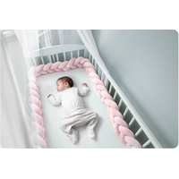 Chránič na dětskou postel pletený do copu RICO 300 cm - růžový