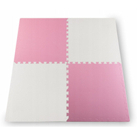 Dětská pěnová podložka PUZZLE růžovo-bílá - 120x120 cm