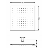 Sprchová dešťová hlavice MAXMAX MEXEN SLIM - čtvercová - 25x25 cm - zlatá, 79125-50