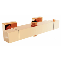 Sprchová nástěnná termostatická baterie MAXMAX MEXEN CUBE s připojením na sprchovou tyč - rose gold, 77250-60