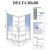 Sprchový kout DELTA 80x80 cm - černý