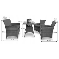 Zahradní ratanový nábytek LIDO (lavička + 2 křesla + stůl) - černý