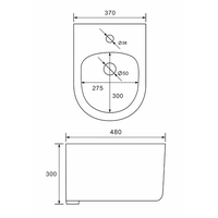 Závěsný bidet MEXEN SOFIA 48 cm - černý lesklý, 35544870