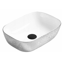 Keramické umyvadlo RITA - bílé/stříbrný vzor, 21084555