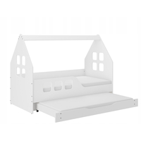 Dětská domečková postel KIDHOUSE s přistýlkou - bílá - levá - 160x80 cm