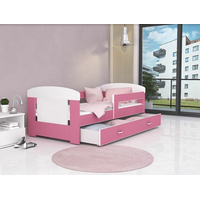 Dětská postel se šuplíkem PHILIP - 140x80 cm - růžovo-bílá