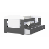Dětská postel se šuplíkem PHILIP - 140x80 cm - šedo-bílá