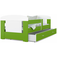 Dětská postel se šuplíkem PHILIP - 140x80 cm - zeleno-bílá