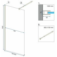 Koupelnová pevná zástěna MAXMAX Rea AERO 80 cm - černá matná - čiré sklo