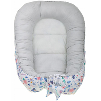 Oboustranné hnízdečko (kokon) pro miminko - BABYMAM PREMIUM set 7v1 - Na louce s růžovou minky