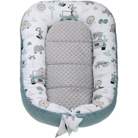 Oboustranné hnízdečko (kokon) pro miminko - BABYMAM PREMIUM set 7v1 - Na safari s šedou minky