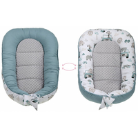 Oboustranné hnízdečko (kokon) pro miminko - BABYMAM PREMIUM set 7v1 - Na safari s šedou minky