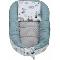 Oboustranné hnízdečko (kokon) pro miminko - BABYMAM PREMIUM set 7v1 - Na safari s šedou minky