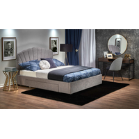 Kovová postel GIBI 200x160 cm se šuplíkem - čalouněná - šedá