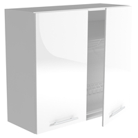 Závěsná kuchyňská skříňka VITO s přihrádkou na talířky - 80x72x30 cm - bílá lesklá