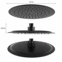 Sprchová dešťová hlavice YOKA SLIM - kulatá - 25 cm - černá