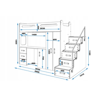 Dětská vyvýšená postel s psacím stolem a skříní MAXÍK 4 bílo-zelená - 200x80 cm + matrace ZDARMA