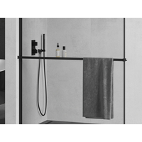Kovová police a věšák na ručníky MEXEN KIOTO - na 8mm zástěny - černá matná, 800-02-70