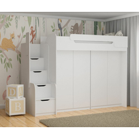 Dětská vyvýšená postel s šatními skříněmi DORIAN III - 200x90 cm - bílá