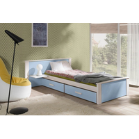 Dětská postel z masivu borovice ALDA PLUS se šuplíky - 200x90 cm - bílá/modrá