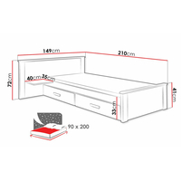 Dětská postel z masivu borovice ALDA PLUS se šuplíky - 200x90 cm - bílá/dub sonoma