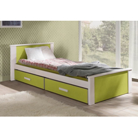 Dětská postel z masivu borovice ALDA se šuplíky - 200x90 cm - bílá/zelená