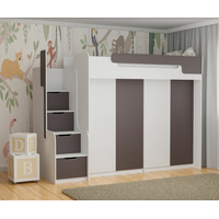 Dětská vyvýšená postel s šatními skříněmi DORIAN III - 200x90 cm - grafitová