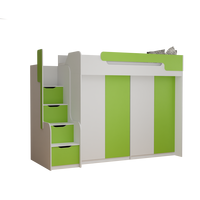 Dětská vyvýšená postel s šatními skříněmi DORIAN III - 200x90 cm - zelená